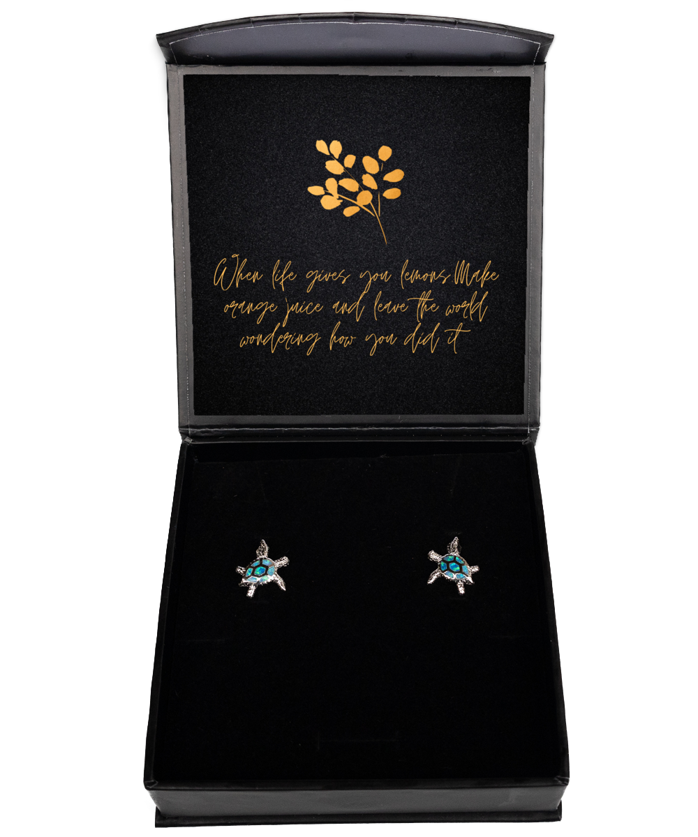 Radiate Positivity with Earrings of Inspiration,  Opal Turtle Earrings. Model 60093