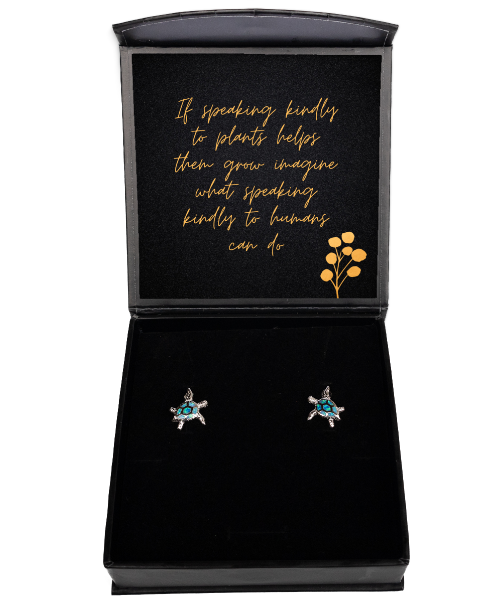 Wear Your Motivation with Style - Inspirational Earrings,  Opal Turtle Earrings. Model 60093