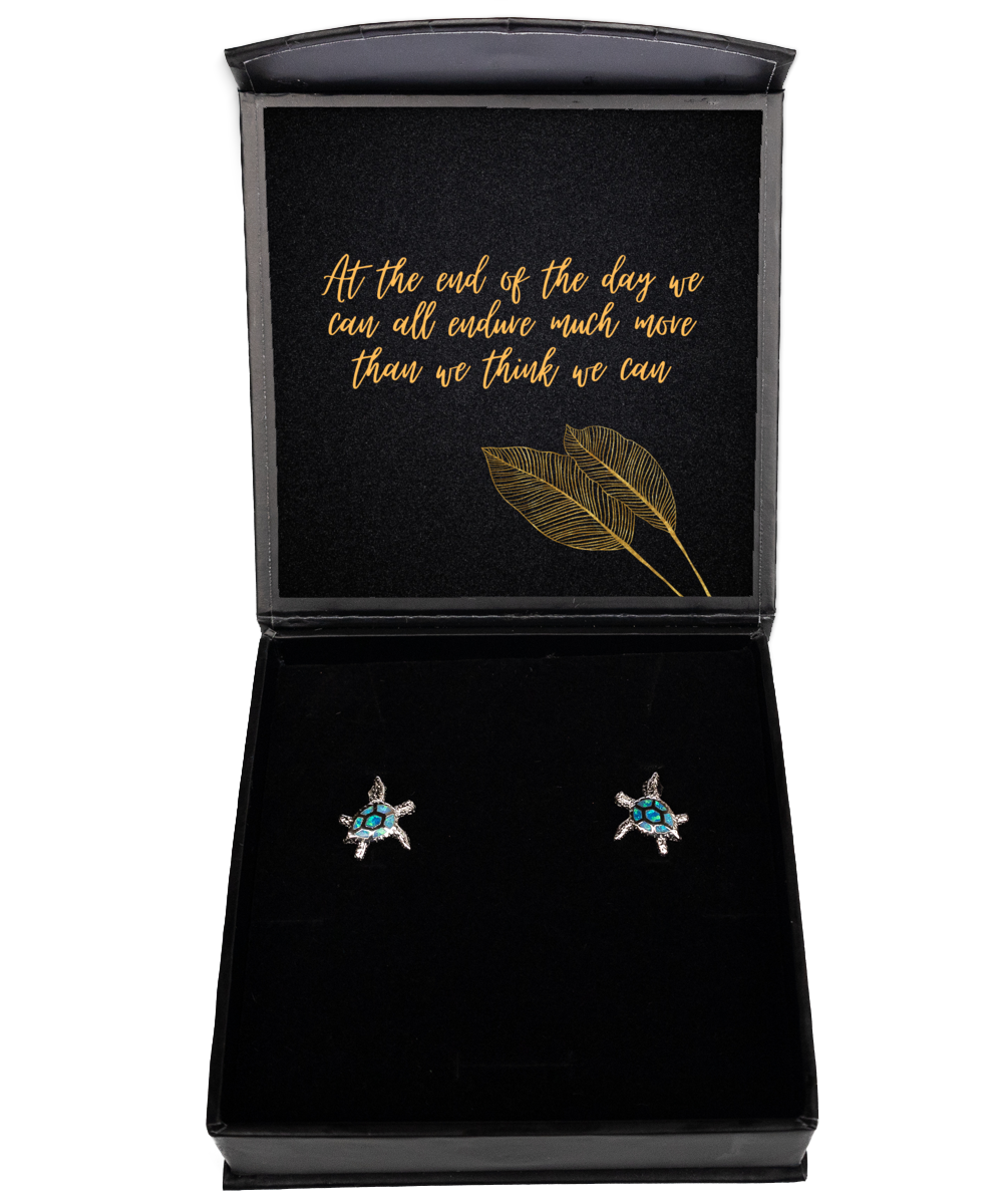 Earrings with a Twist of Positivity - Sparkle with Purpose,  Opal Turtle Earrings. Model 60093