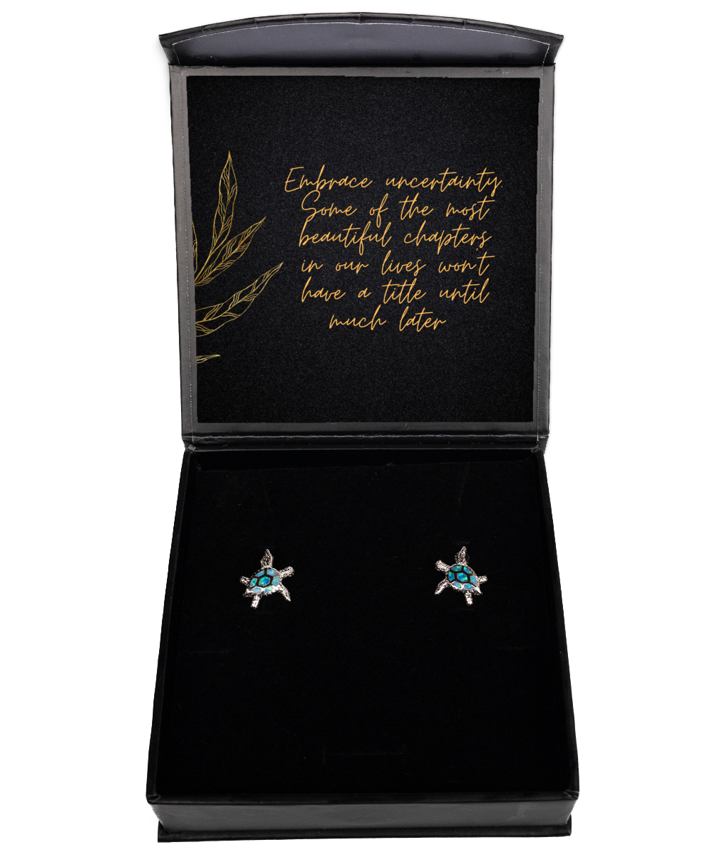 Inspirational Beauty for Your Ears - Shine Bright,  Opal Turtle Earrings. Model 60093