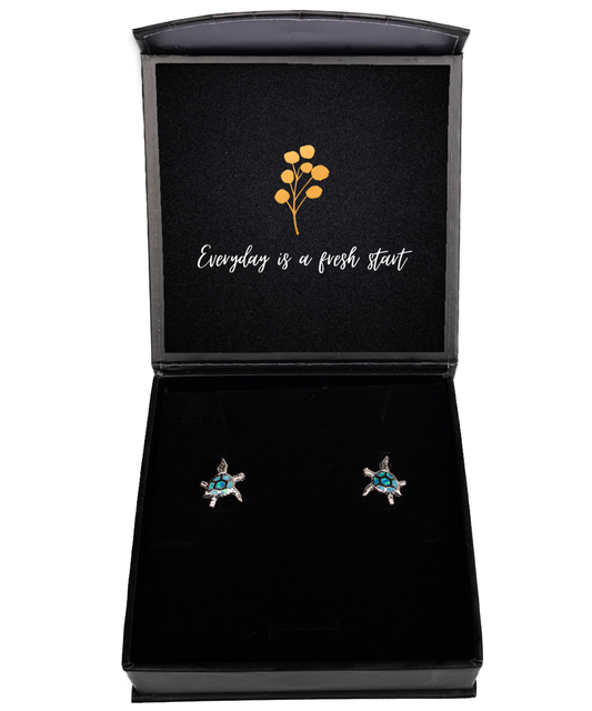 Ears Adorned with Empowerment - Inspirational Earrings,  Opal Turtle Earrings. Model 60093