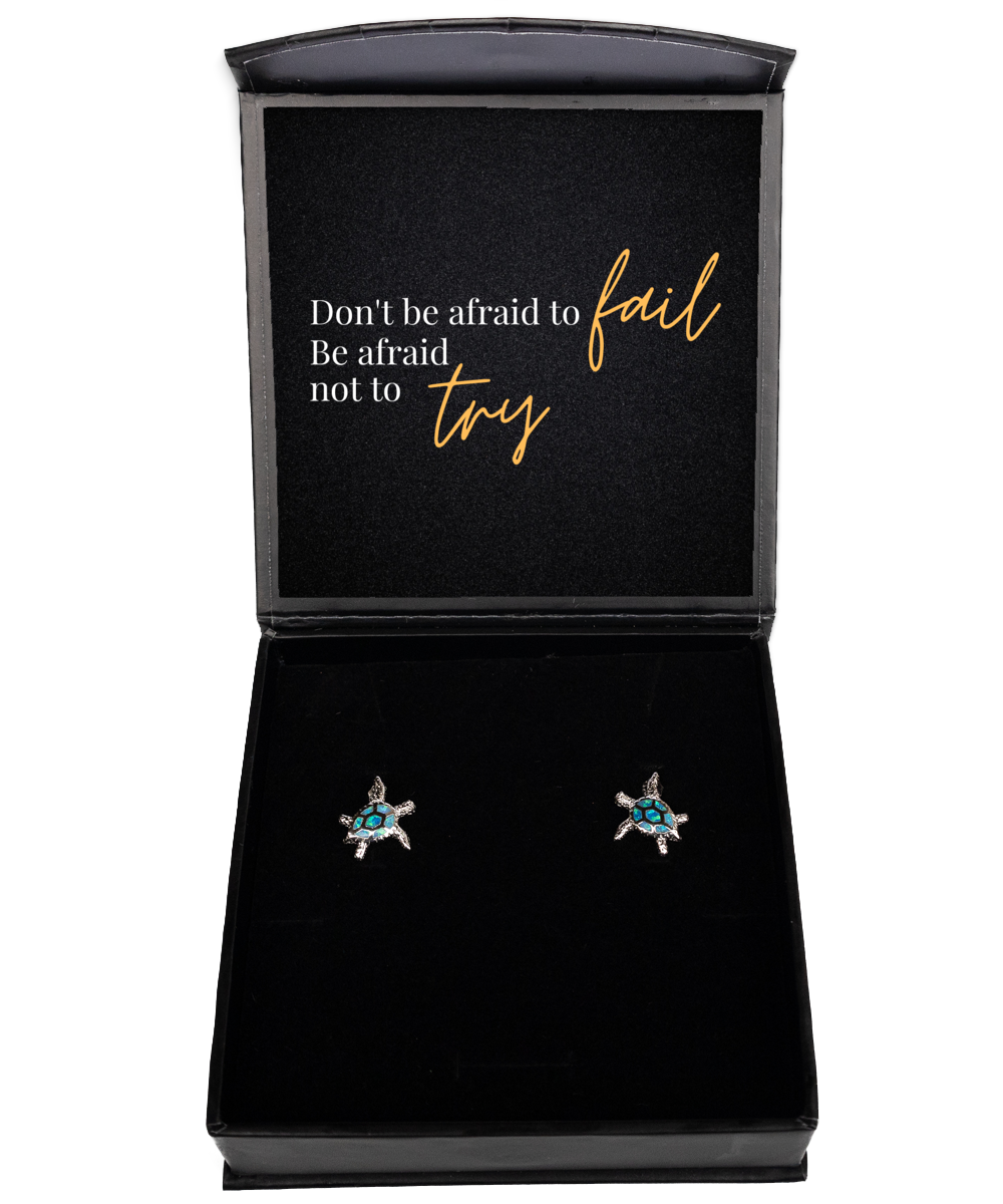 Motivation in Every Dangle - Inspirational Earrings Set,  Opal Turtle Earrings. Model 60093