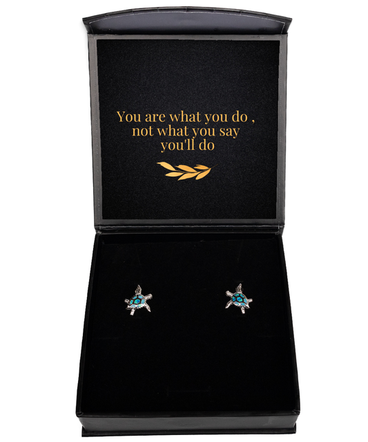 Messages of Strength, Style, and Elegance - Earrings,  Opal Turtle Earrings. Model 60093