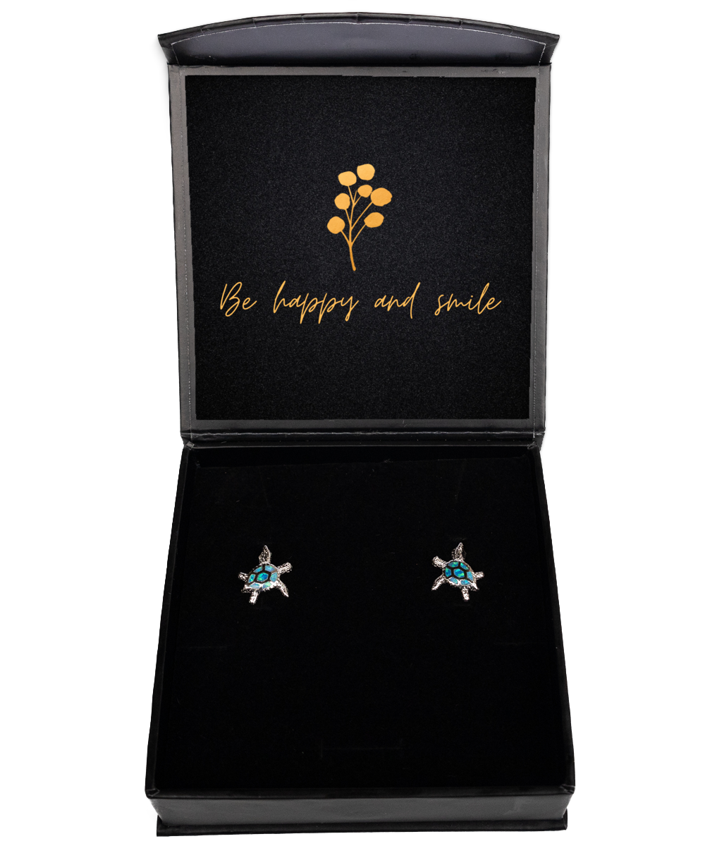 Earrings that Sparkle with Motivation - Glamour with Purpose,  Opal Turtle Earrings. Model 60093