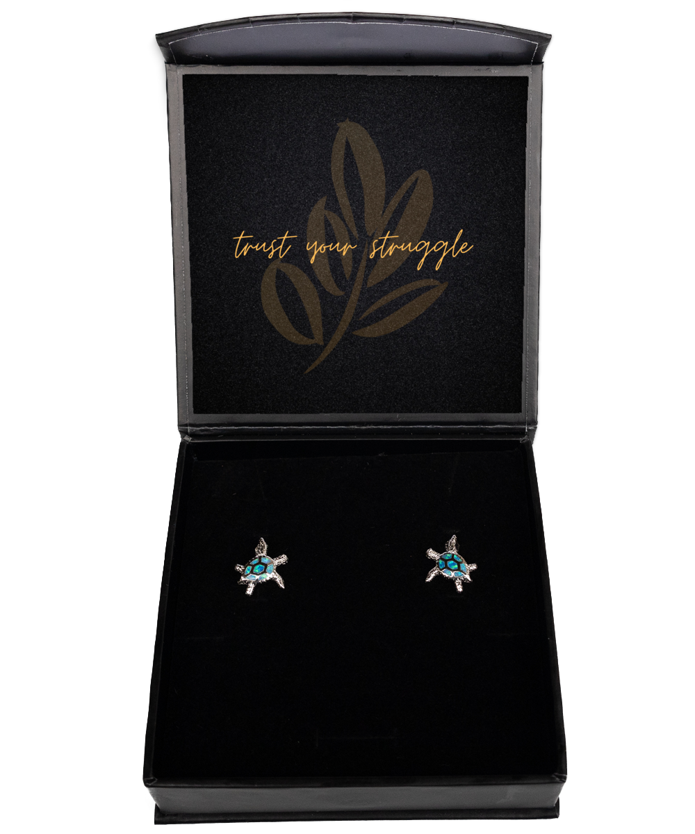 Chic Adornments, Uplifting Statements - Inspirational Earrings,  Opal Turtle Earrings. Model 60093