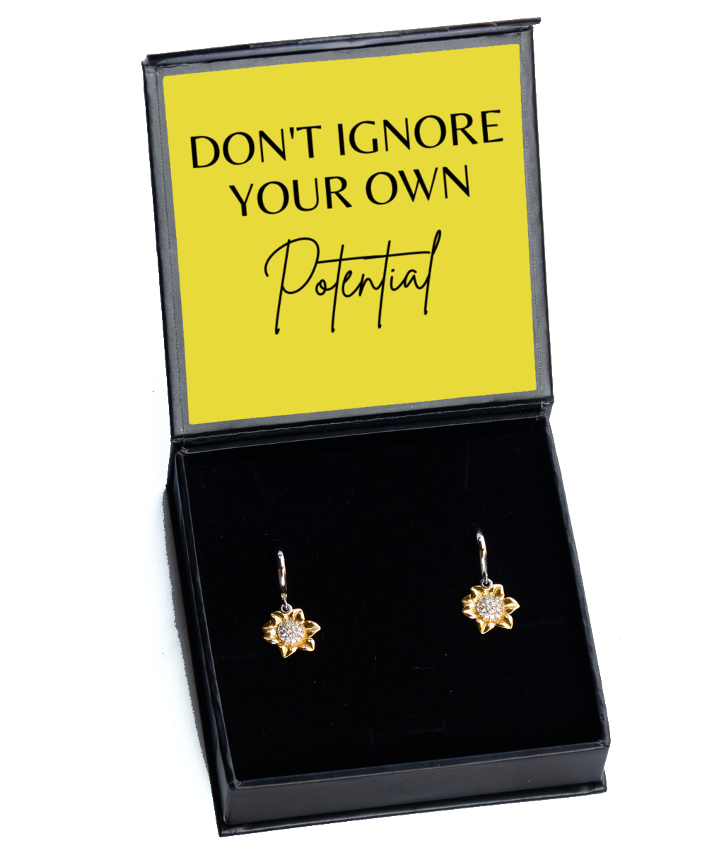 Inspirational Ear Candy: Empowerment Earring Duo,  Sunflower Earrings. Model 60094 - special gifts for any occasion for daughter, gifts for mother, wife, girlfriend or sisters