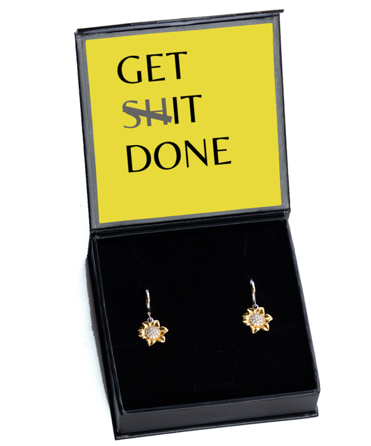 Wearable Wisdom: Inspirational Message Earrings,  Sunflower Earrings. Model 60094 - special gifts for any occasion for daughter, gifts for mother, wife, girlfriend or sisters