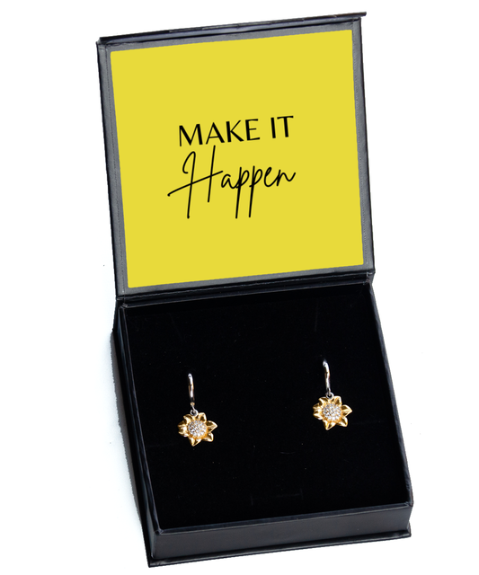 Believe, Achieve, Succeed: Motivational Earring Set,  Sunflower Earrings. Model 60094 - special gifts for any occasion for daughter, gifts for mother, wife, girlfriend or sisters