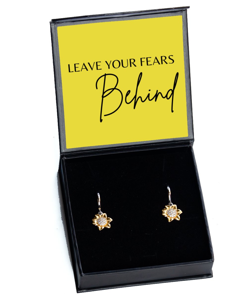 Inspirational Sparkle: Dream Big, Believe Strong,  Sunflower Earrings. Model 60094 - special gifts for any occasion for daughter, gifts for mother, wife, girlfriend or sisters