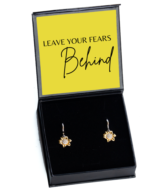 Inspirational Sparkle: Dream Big, Believe Strong,  Sunflower Earrings. Model 60094 - special gifts for any occasion for daughter, gifts for mother, wife, girlfriend or sisters