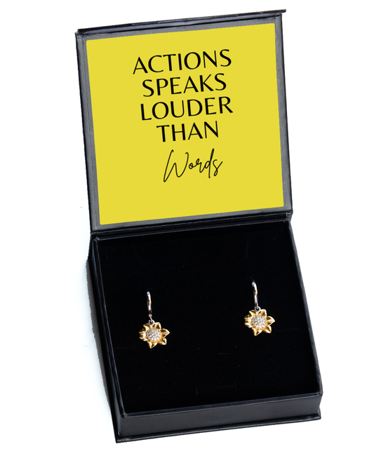 Believe, Achieve, Inspire: Motivational Earring Set,  Sunflower Earrings. Model 60094 - special gifts for any occasion for daughter, gifts for mother, wife, girlfriend or sisters