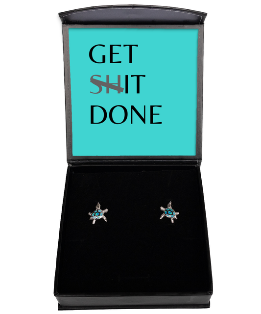 Wearable Wisdom: Inspirational Message Earrings,  Opal Turtle Earrings. Model 60095 - special gifts for any occasion for daughter, gifts for mother, wife, girlfriend or sisters