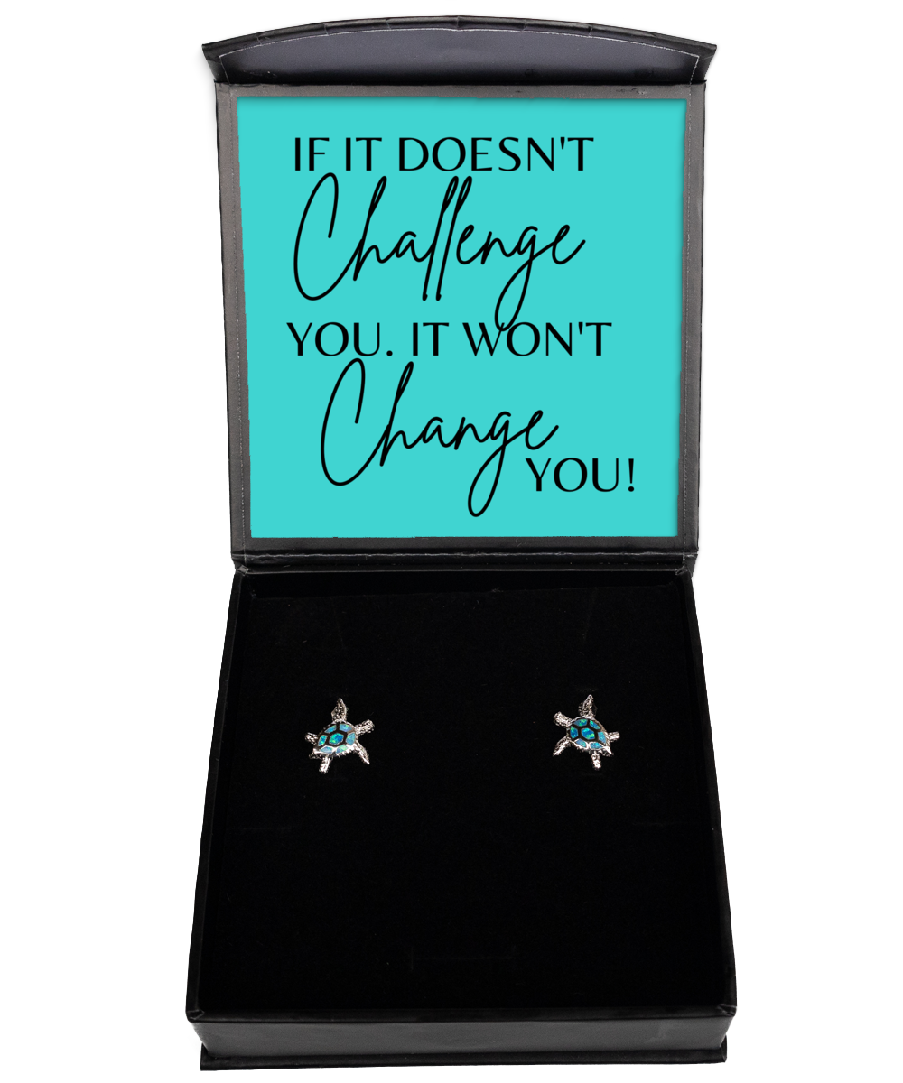 Dare to Dream Big Earrings - Your Daily Reminder,  Opal Turtle Earrings. Model 60095 - special gifts for any occasion for daughter, gifts for mother, wife, girlfriend or sisters