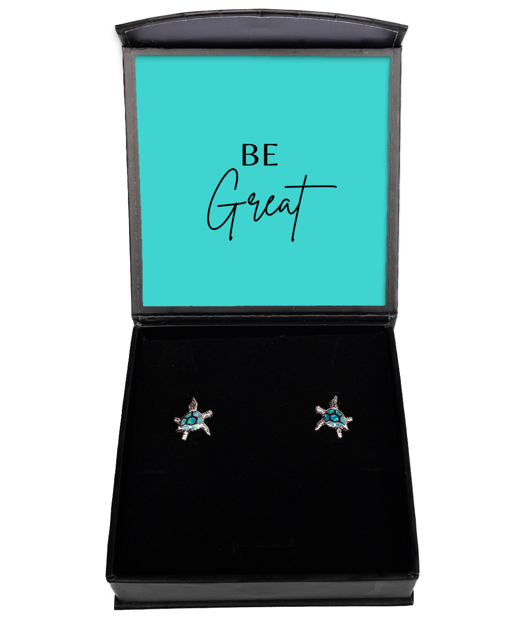 Inspirational Bling for a Confident You,  Opal Turtle Earrings. Model 60095 - special gifts for any occasion for daughter, gifts for mother, wife, girlfriend or sisters
