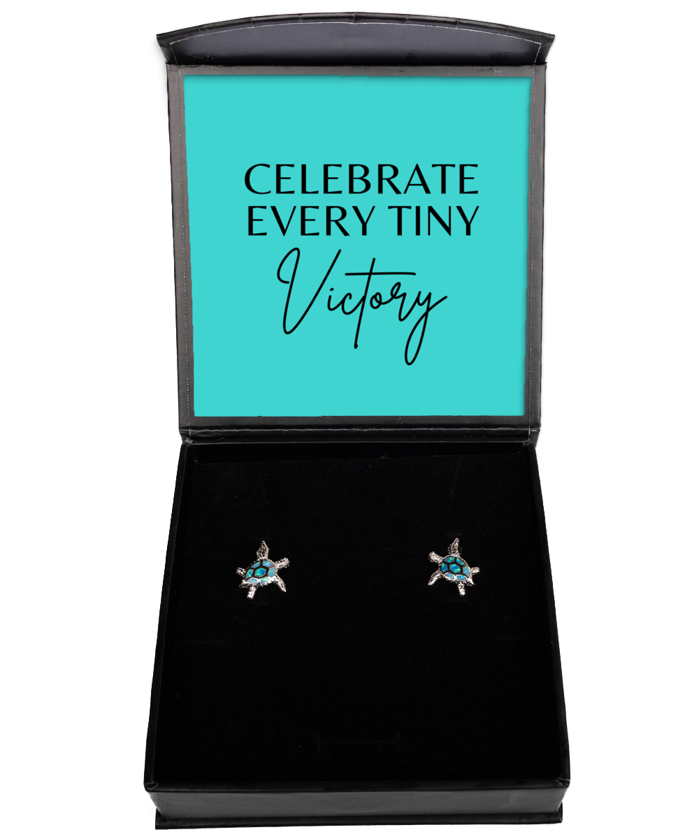 Earrings That Inspire: Dream, Believe, Achieve,  Opal Turtle Earrings. Model 60095 - special gifts for any occasion for daughter, gifts for mother, wife, girlfriend or sisters