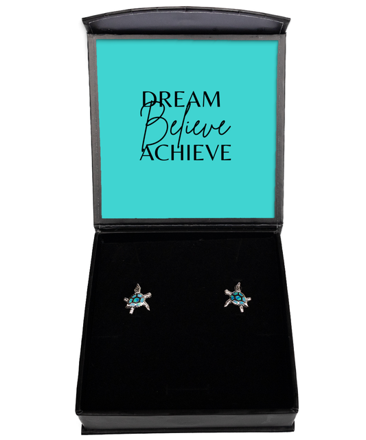 Earrings of Strength: Dream Big, Shine Bright,  Opal Turtle Earrings. Model 60095 - special gifts for any occasion for daughter, gifts for mother, wife, girlfriend or sisters