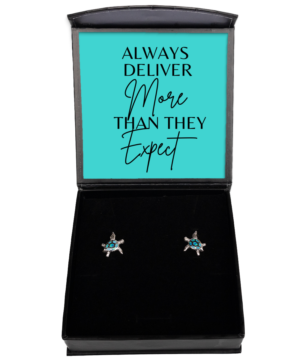 Earrings That Inspire Greatness,  Opal Turtle Earrings. Model 60095 - special gifts for any occasion for daughter, gifts for mother, wife, girlfriend or sisters