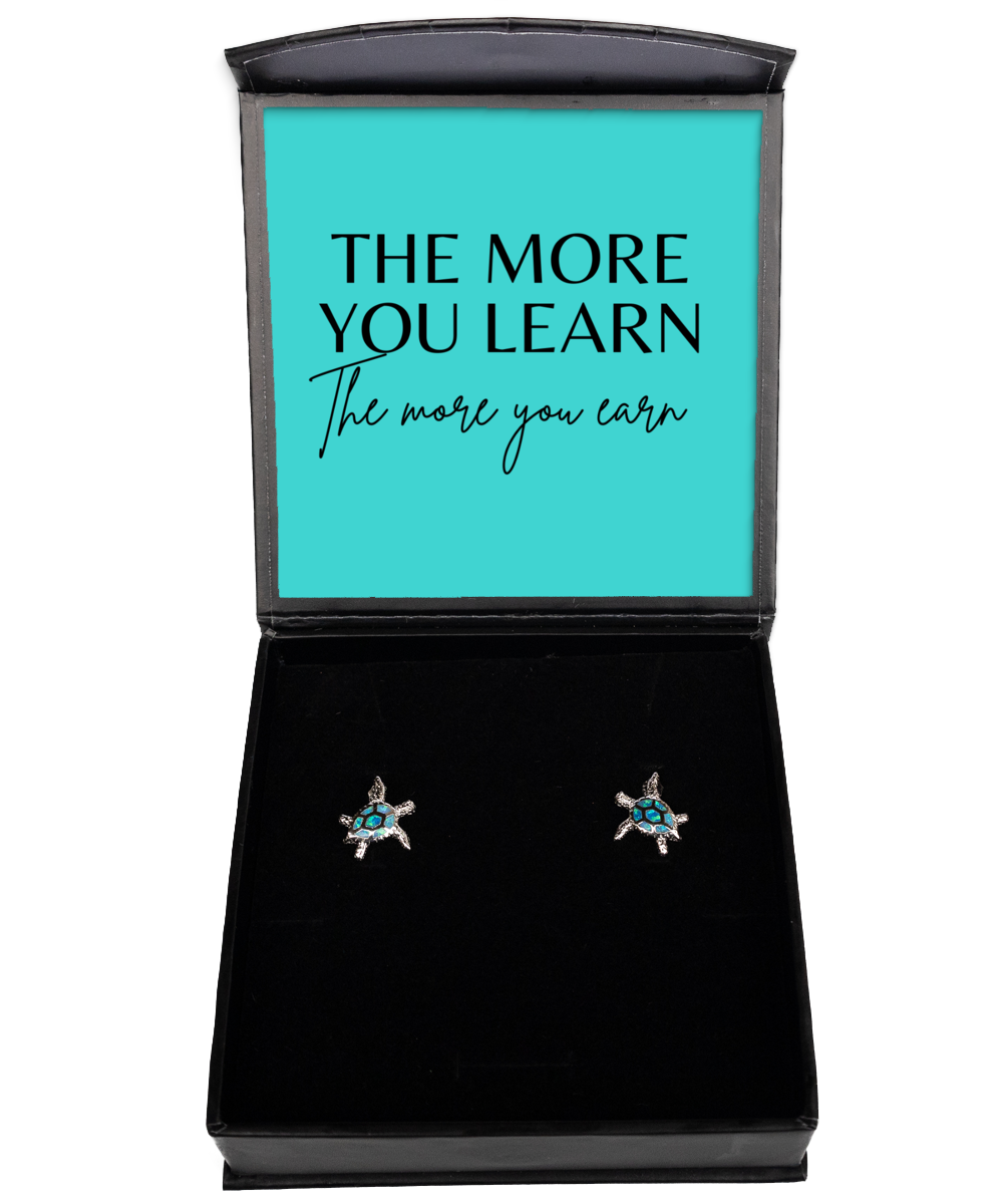 Daily Dose of Inspiration with Earring Adornments,  Opal Turtle Earrings. Model 60095 - special gifts for any occasion for daughter, gifts for mother, wife, girlfriend or sisters