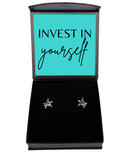 Confidence in Every Sparkle: Inspirational Earring Duo,  Opal Turtle Earrings. Model 60095 - special gifts for any occasion for daughter, gifts for mother, wife, girlfriend or sisters