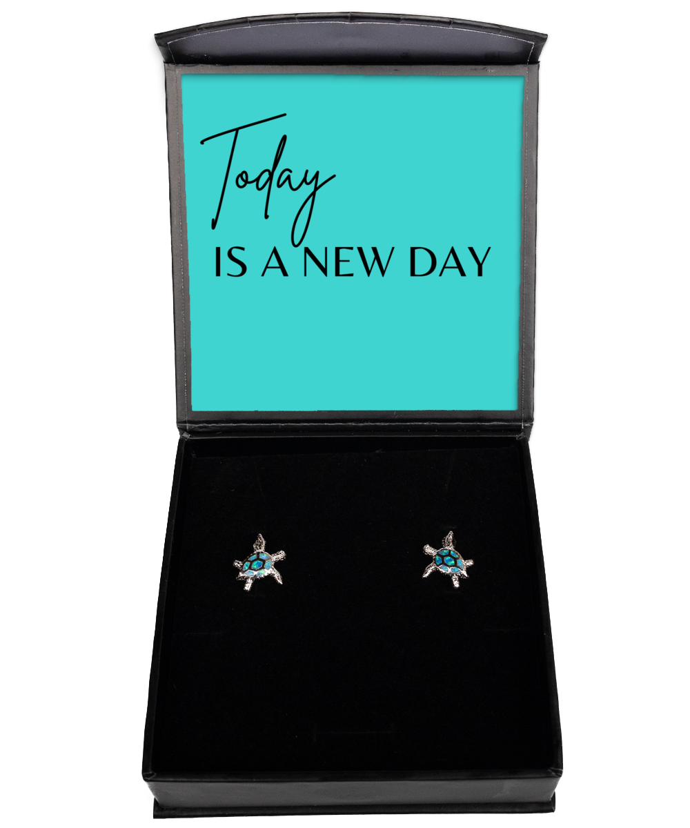 Elegance with a Purpose: Inspire Your Style,  Opal Turtle Earrings. Model 60095 - special gifts for any occasion for daughter, gifts for mother, wife, girlfriend or sisters