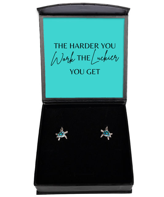 Confidence Booster Earrings: I Can and I Will,  Opal Turtle Earrings. Model 60095 - special gifts for any occasion for daughter, gifts for mother, wife, girlfriend or sisters