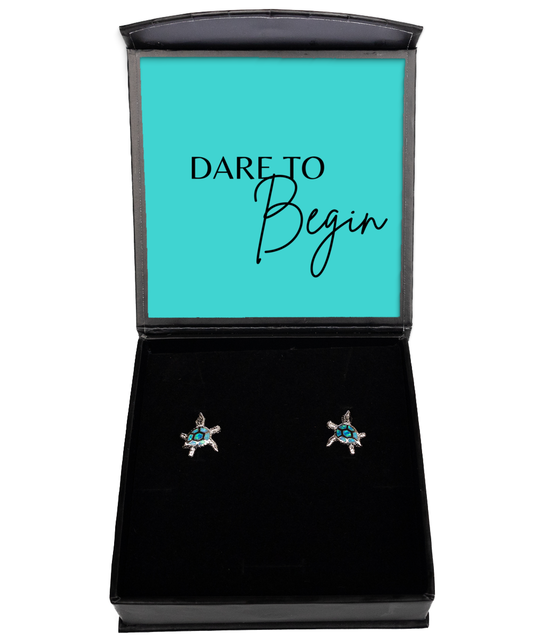 Inspirational Charms for Your Ears,  Opal Turtle Earrings. Model 60095 - special gifts for any occasion for daughter, gifts for mother, wife, girlfriend or sisters