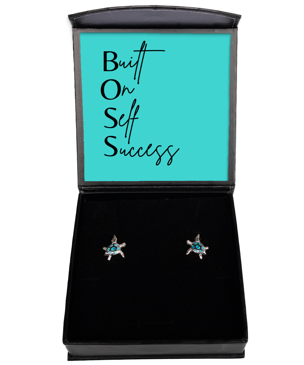 Shine Bright with Inspirational Ear Candy,  Opal Turtle Earrings. Model 60095 - special gifts for any occasion for daughter, gifts for mother, wife, girlfriend or sisters