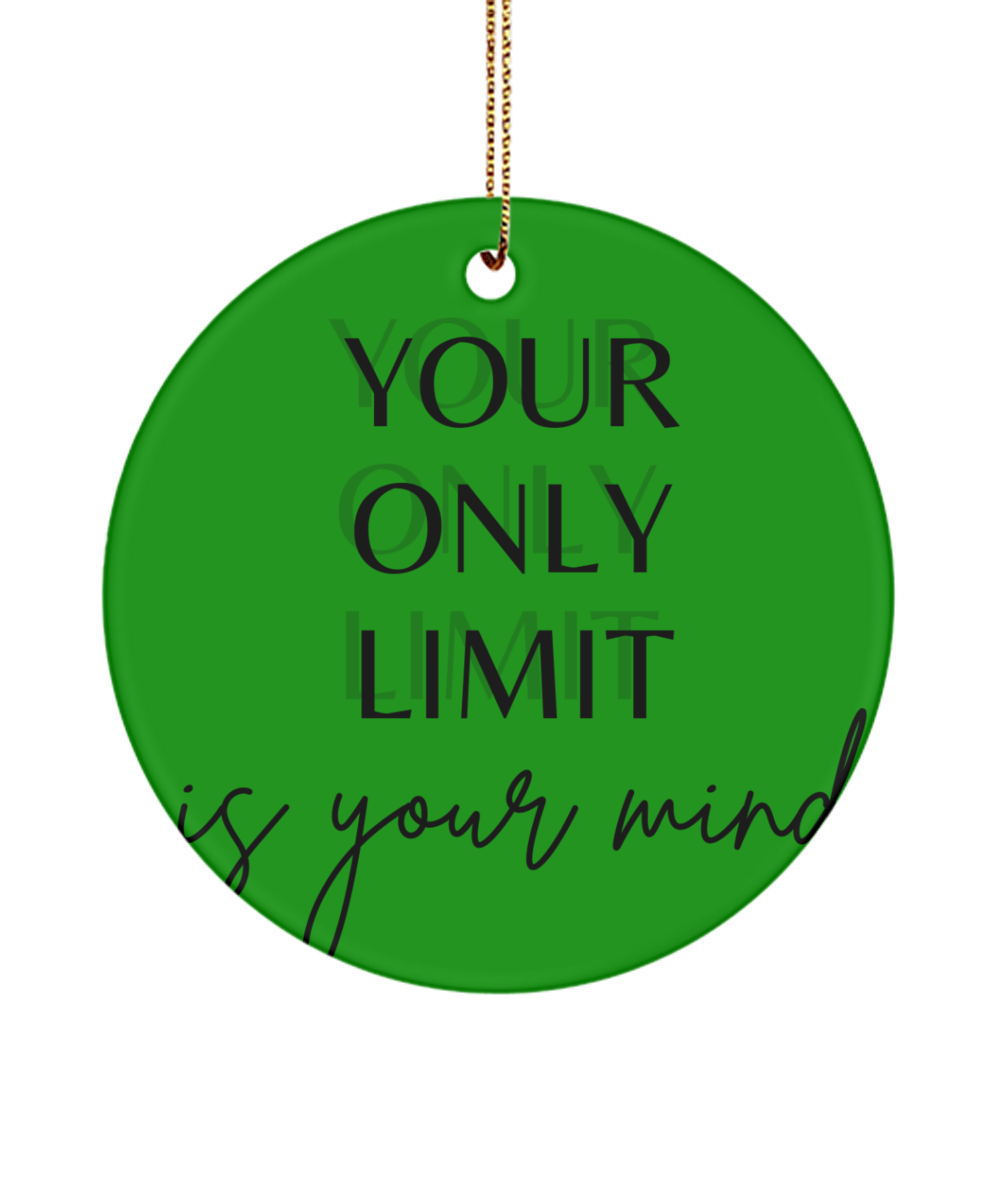 Christmas Cheer in an Inspiring Ornament, green , Motivational Inspirational Christmas Holiday Ornament. Model 60096