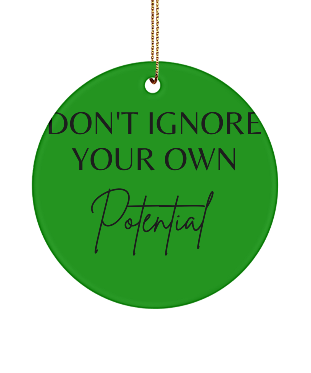 Elevate Your Spirit with Christmas Inspiration, green , Motivational Inspirational Christmas Holiday Ornament. Model 60096