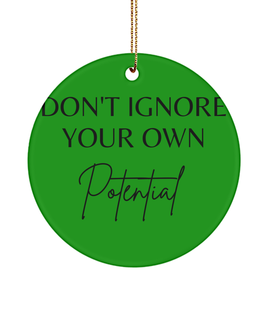 Elevate Your Spirit with Christmas Inspiration, green , Motivational Inspirational Christmas Holiday Ornament. Model 60096