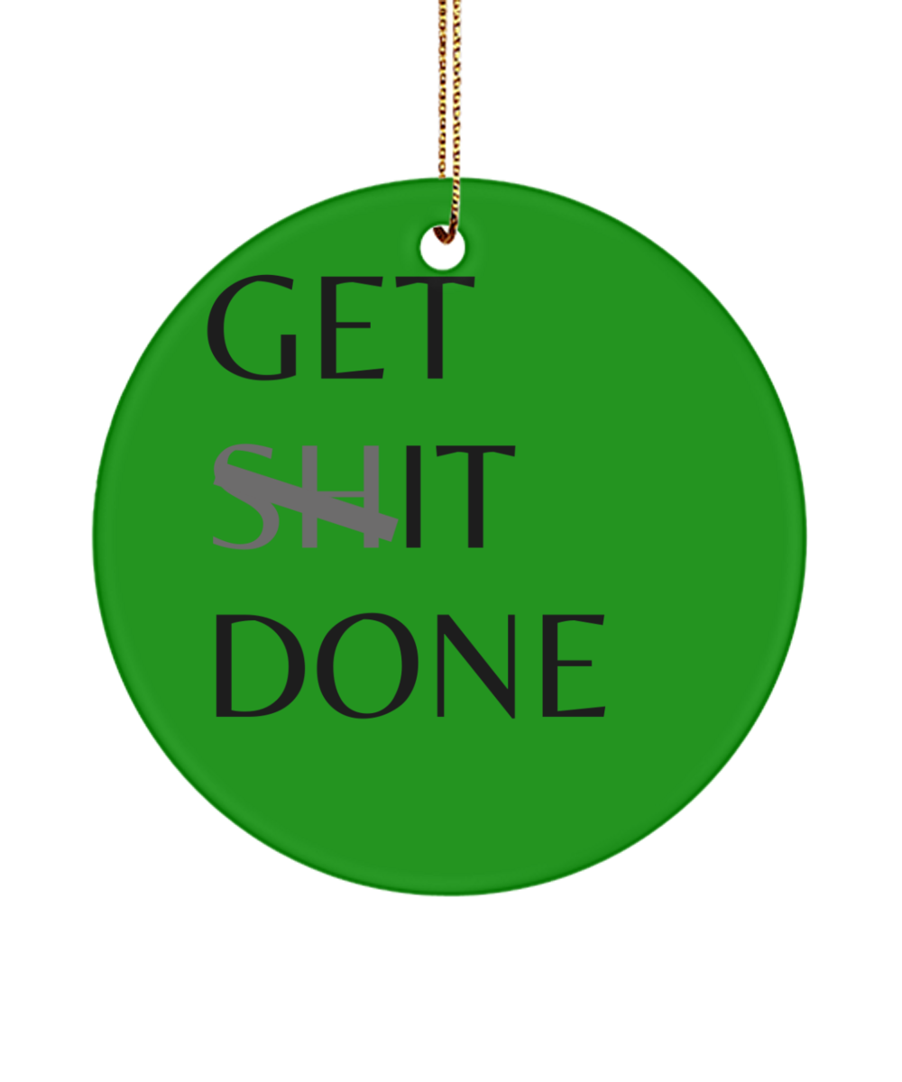 Festive Motivation: Inspirational Ornament, green , Motivational Inspirational Christmas Holiday Ornament. Model 60096