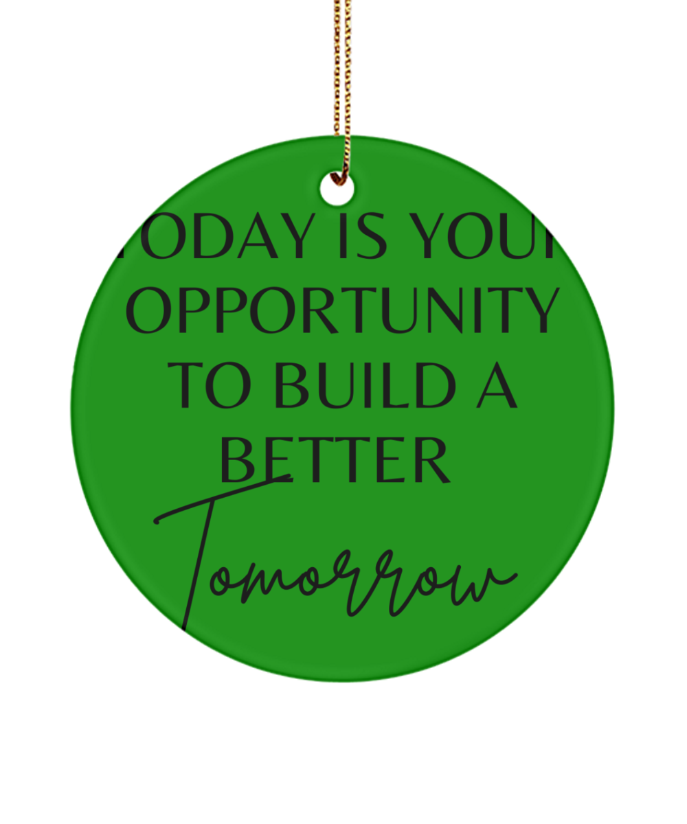 Christmas Magic: Motivational Ornament, green , Motivational Inspirational Christmas Holiday Ornament. Model 60096