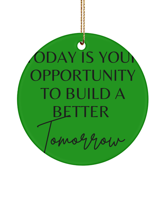 Christmas Magic: Motivational Ornament, green , Motivational Inspirational Christmas Holiday Ornament. Model 60096