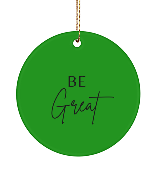 Dream, Believe, Achieve: Xmas Motivation, green , Motivational Inspirational Christmas Holiday Ornament. Model 60096