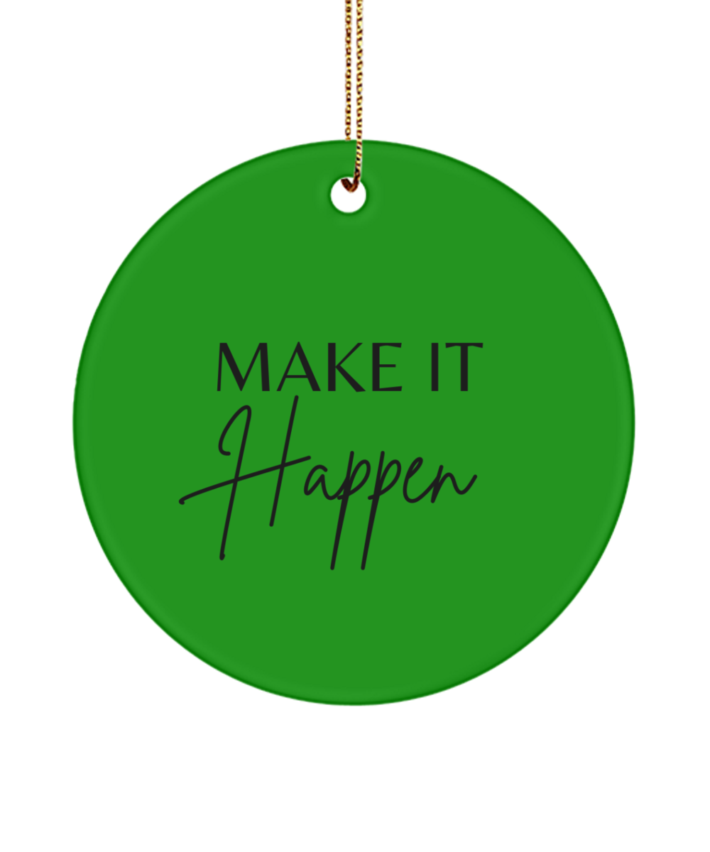 Elegant Christmas Inspiration Ornament, green , Motivational Inspirational Christmas Holiday Ornament. Model 60096