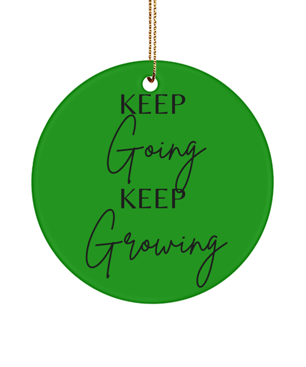 Fireside Motivation: Xmas Ornament, green , Motivational Inspirational Christmas Holiday Ornament. Model 60096