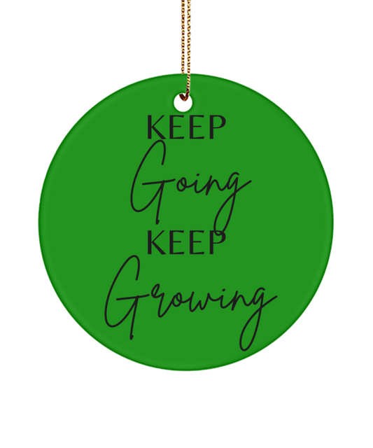 Fireside Motivation: Xmas Ornament, green , Motivational Inspirational Christmas Holiday Ornament. Model 60096