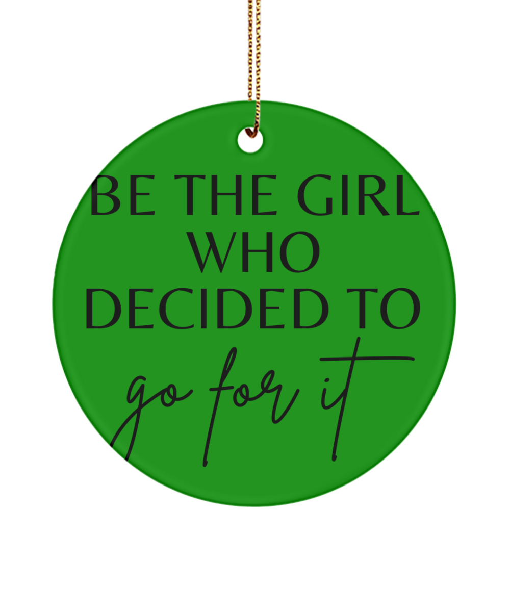 Holiday Happiness: Inspirational Keepsake, green , Motivational Inspirational Christmas Holiday Ornament. Model 60096