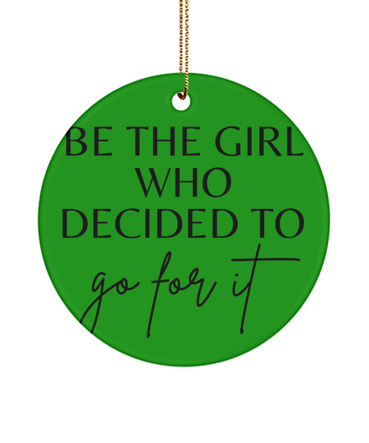 Holiday Happiness: Inspirational Keepsake, green , Motivational Inspirational Christmas Holiday Ornament. Model 60096