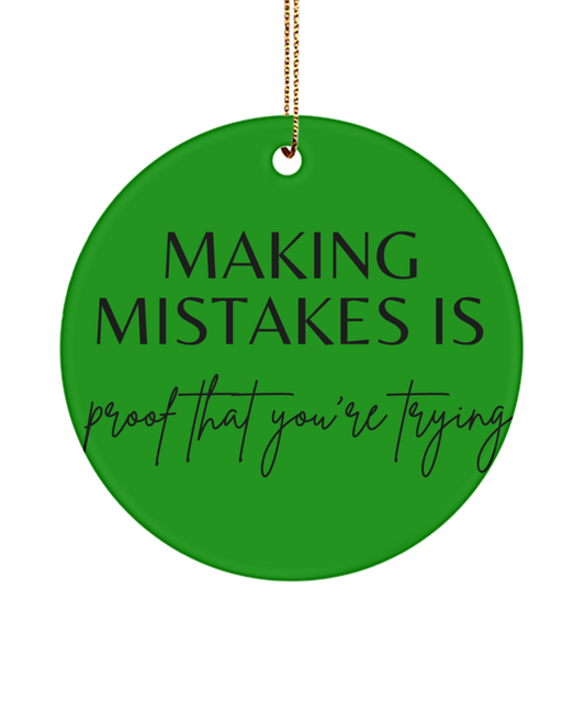 Christmas Dreams and Inspirations, green , Motivational Inspirational Christmas Holiday Ornament. Model 60096