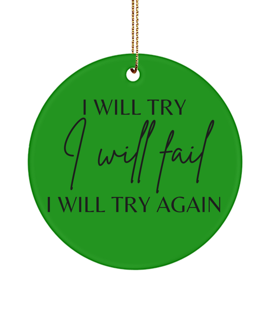 Festive Joy and Inspiration: Xmas Decor, green , Motivational Inspirational Christmas Holiday Ornament. Model 60096