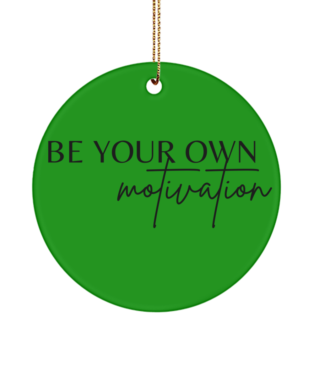 Motivate Your Way to a Merry Christmas, green , Motivational Inspirational Christmas Holiday Ornament. Model 60096