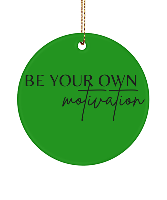 Motivate Your Way to a Merry Christmas, green , Motivational Inspirational Christmas Holiday Ornament. Model 60096