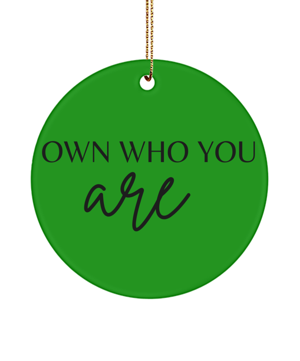 Dream, Inspire, Decorate: Xmas Ornament, green , Motivational Inspirational Christmas Holiday Ornament. Model 60096
