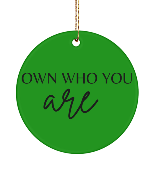 Dream, Inspire, Decorate: Xmas Ornament, green , Motivational Inspirational Christmas Holiday Ornament. Model 60096