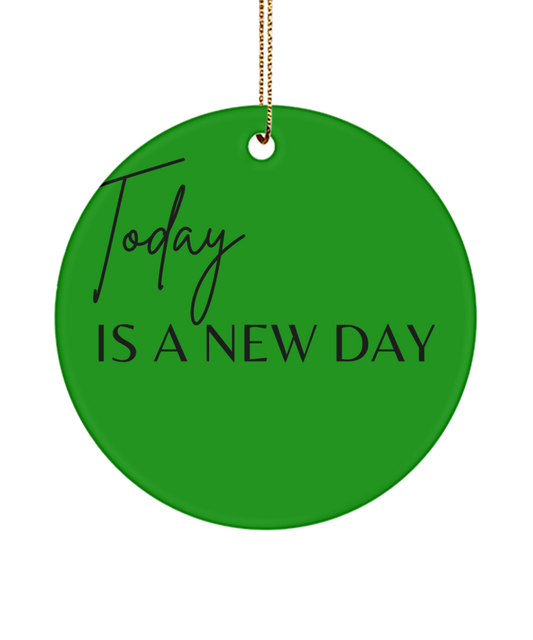 Warm Holiday Wishes in Ornament Form, green , Motivational Inspirational Christmas Holiday Ornament. Model 60096