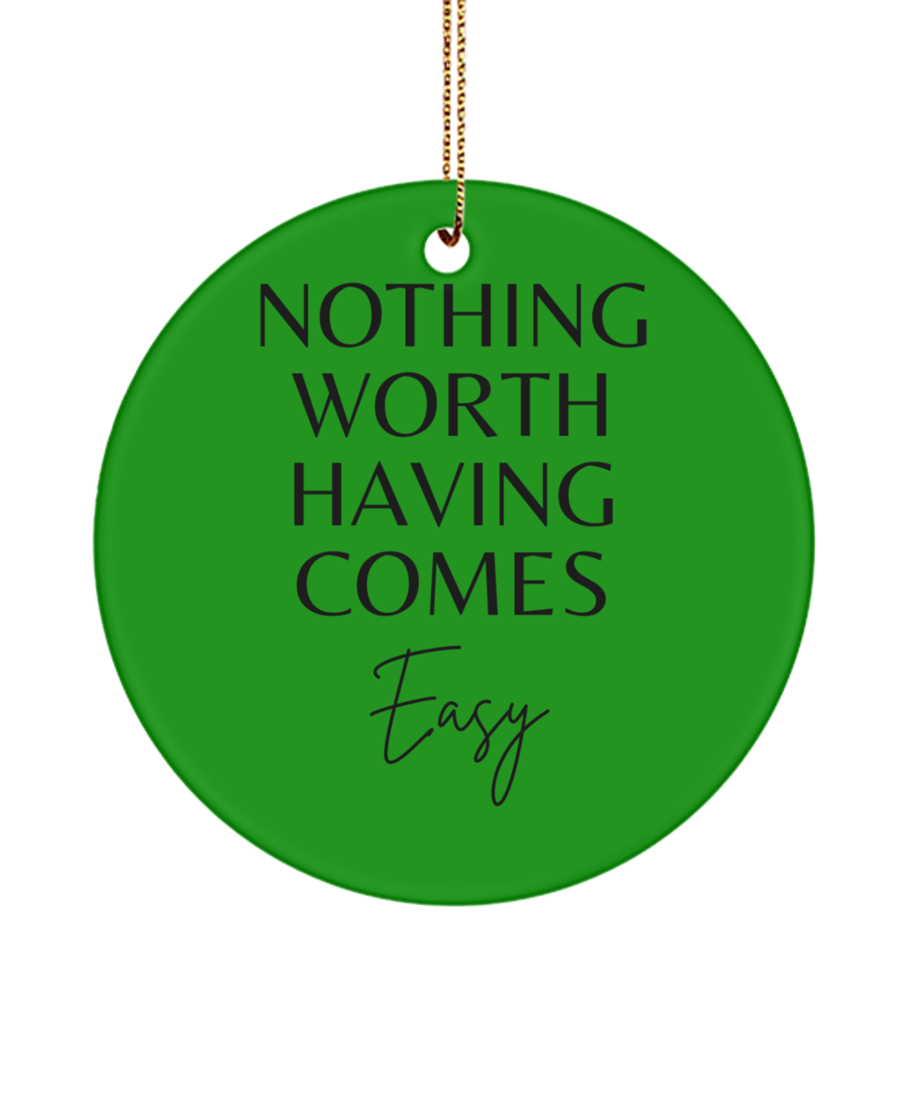 Motivation, Joy, and Christmas Delight, green , Motivational Inspirational Christmas Holiday Ornament. Model 60096