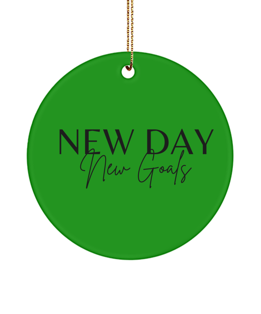 Celebrate with a Dash of Motivation, green , Motivational Inspirational Christmas Holiday Ornament. Model 60096