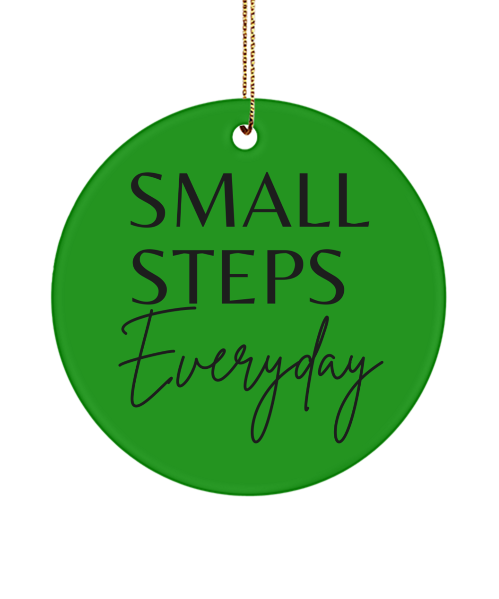 Motivate, Celebrate, Decorate, green , Motivational Inspirational Christmas Holiday Ornament. Model 60096