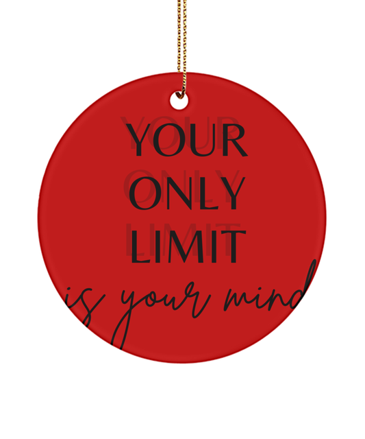 Christmas Cheer in an Inspiring Ornament, red, Motivational Inspirational Christmas Holiday Ornament. Model 60096